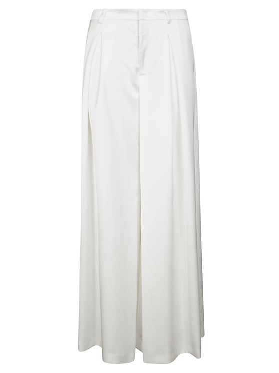 The Andamane White Wide-Leg Trousers with High Waist