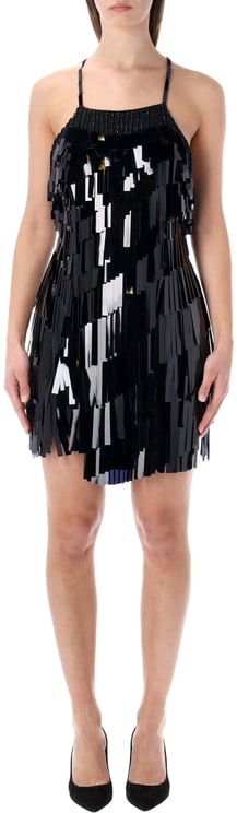 The Attico Mini Dress Crystal Pailettes Nero