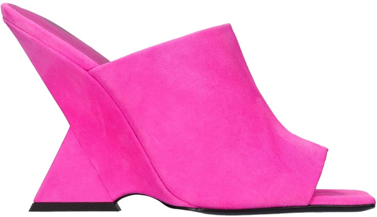 The Attico Pink mules with geometric heels, modern and original