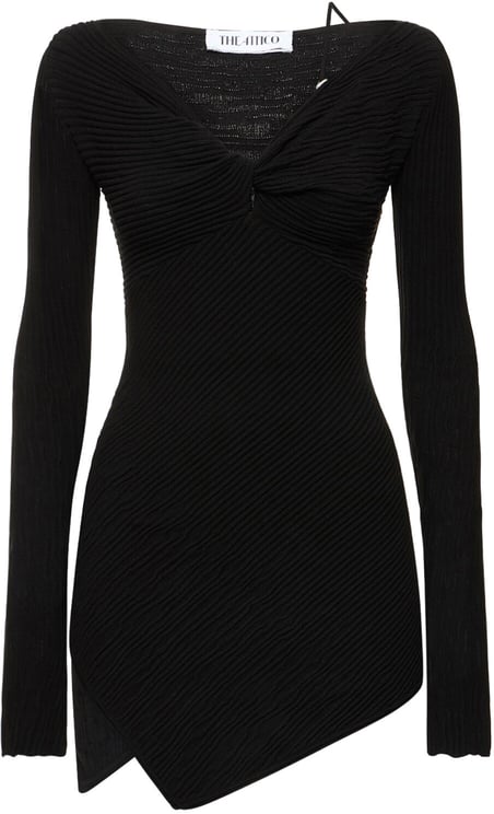 The Attico Elegant black dress with long asymmetric sleeves