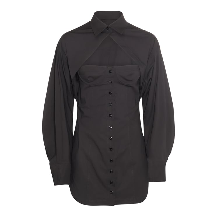 The Attico Cut-Out Bustier Shirt Dress With Shaped Skirt