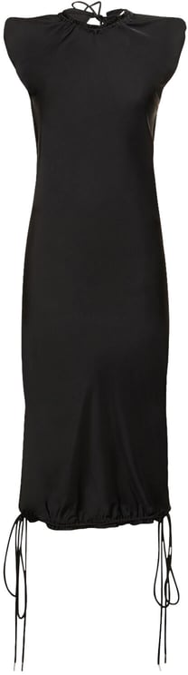The Attico Long black dress with elegant minimalist neckline