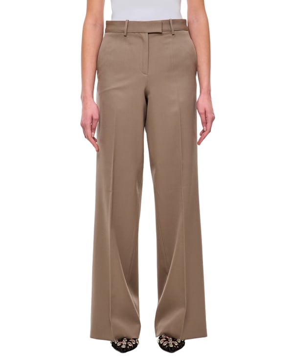 The Attico Tailored Wide-Leg Gabardine Trousers With Metal Detail