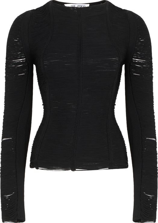 The Attico Black top with fringes