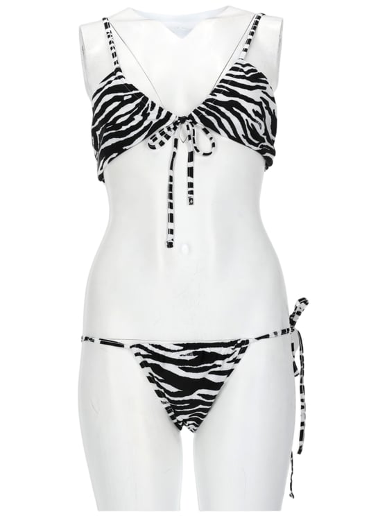 The Attico Zebra Stripe Padded Straps Bikini Set