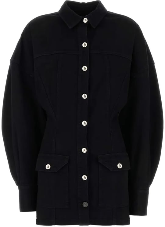 The Attico Mini Dress Washed Denim Stretch Black