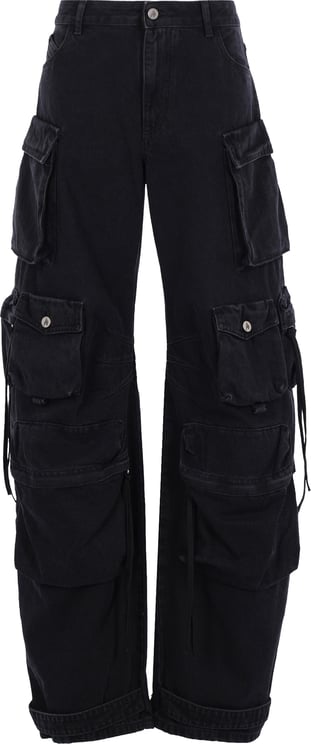 The Attico Wide-Leg Cargo Jeans with Classic Waistband and Flap Pockets