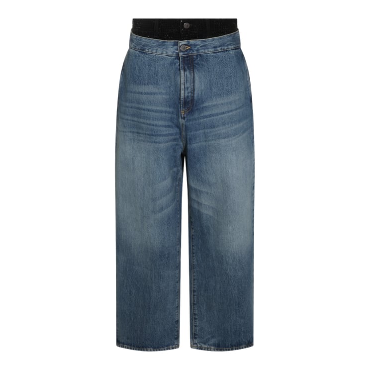 The Attico High-Waisted Cropped Jeans with Wide Waistband