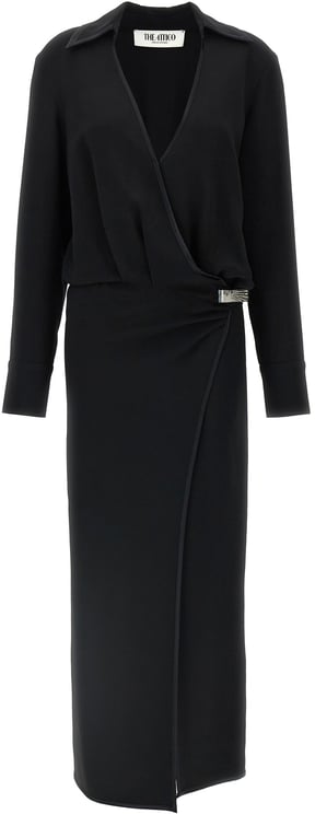 The Attico The Attico Black Marabou Midi Dress