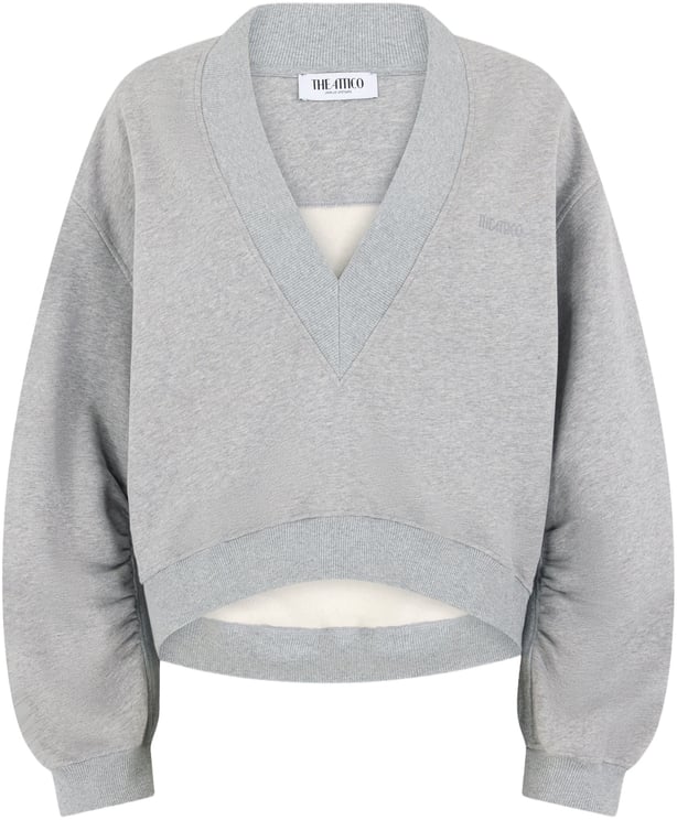 The Attico Cropped Sweater With Balloon Sleeves