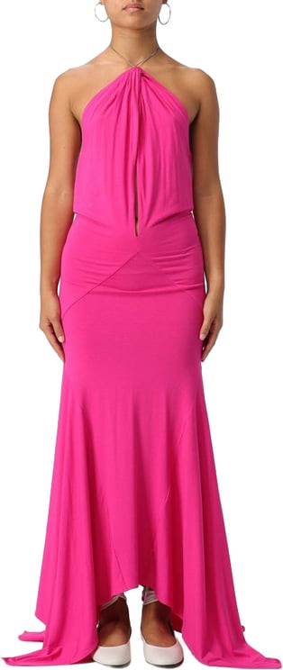 The Attico The Attico Fuchsia Jersey Cocktail Dress