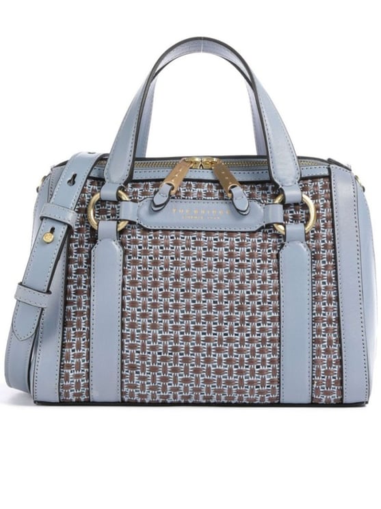 The Bridge Blue Handbag W/Shoulder Geometric Canvas Handbag