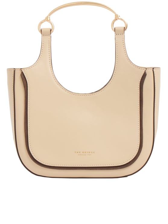 The Bridge Beige Baby Hobo Structured Leather Shoulder Bag