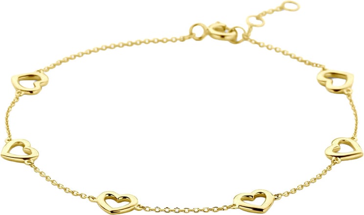 The House Of Blinckers THOB Armband 40.31022  6 Hartjes 14k Geelgoud 6,5mm 16,5-18,5cm