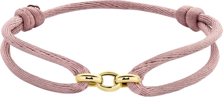 The House Of Blinckers THOB Armband 47.00314 14k Geelgoud 3x Ring Jassaron Satijn Zacht Rose 13 -26cm