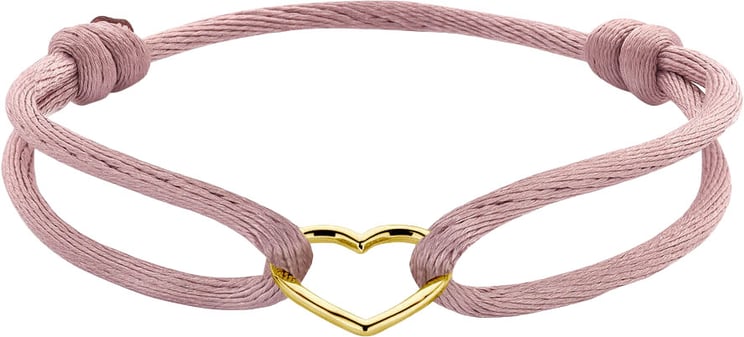 The House Of Blinckers THOB Armband 47.00322 14k Geelgoud Hart Satijn Zacht Rose 13 -26cm