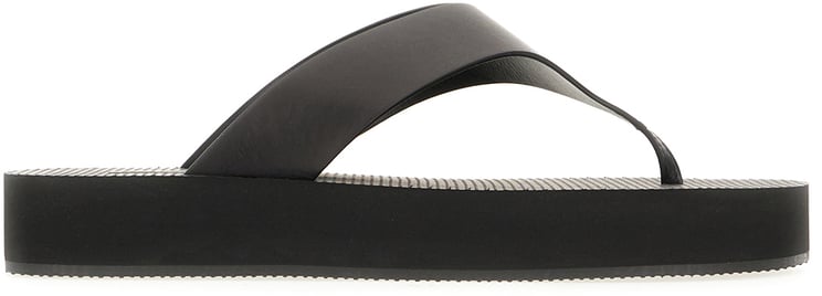 The Row The Row Black leather thon sandals