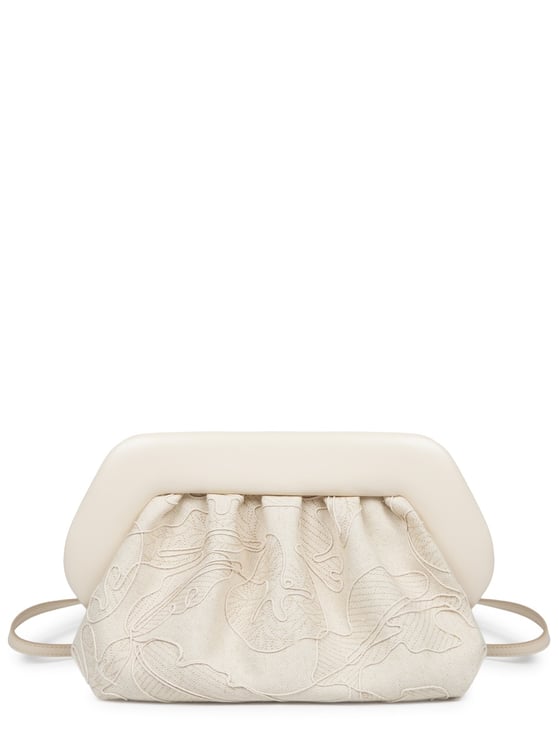 Themoirè Textured Clutch Bag with Geometric Frame
