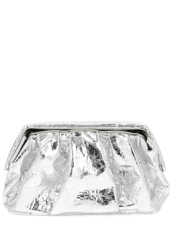 Themoirè Silver Metallic Crinkled Clutch