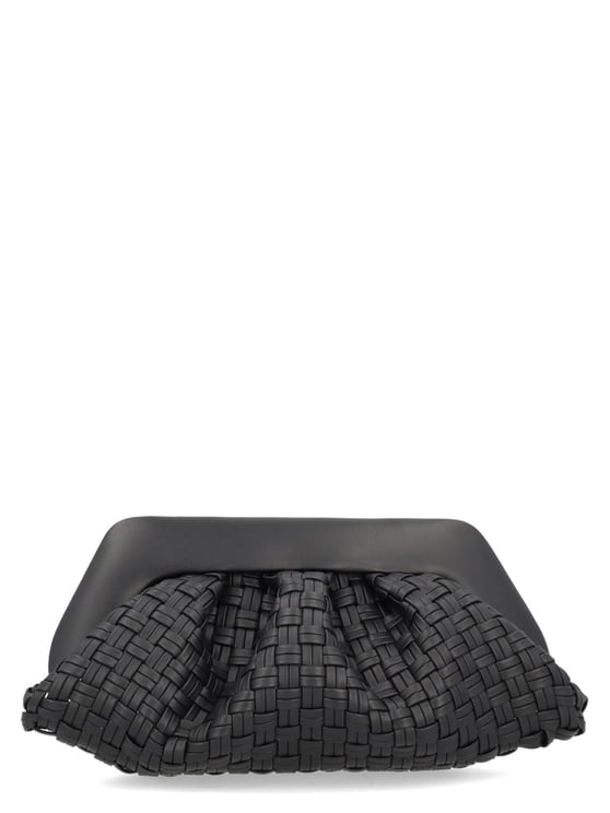Themoirè Black Woven Structured Shoulder Bag