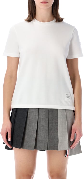 Thom Browne Relaxed Fit Short Sleeve Tee W/ Center B Bianco