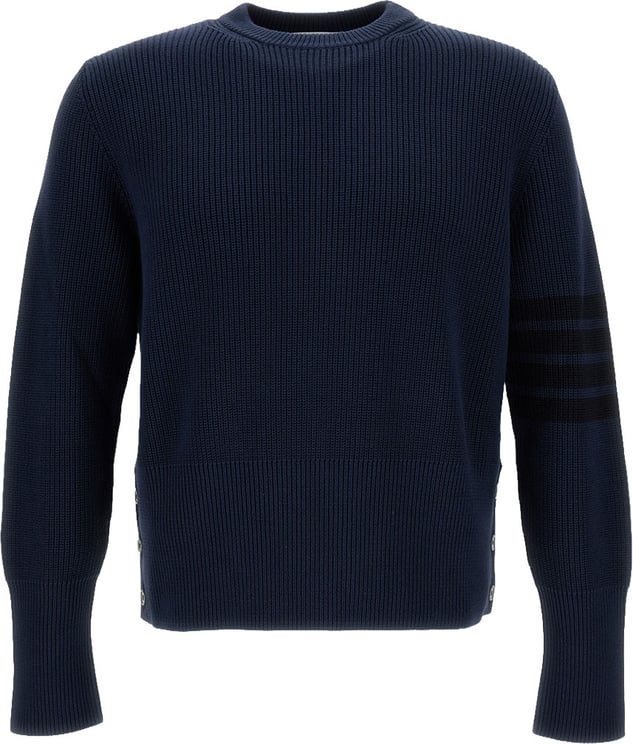 Thom Browne Cropped Crewneck Cardigan With Ribbed Trims