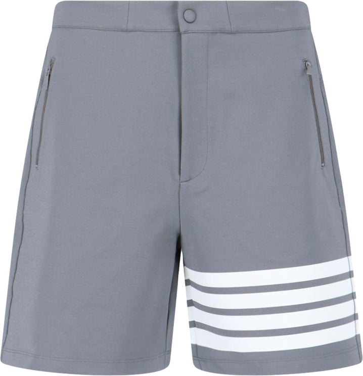 Thom Browne Grey 4-Bar Viscose Blend Straight Shorts