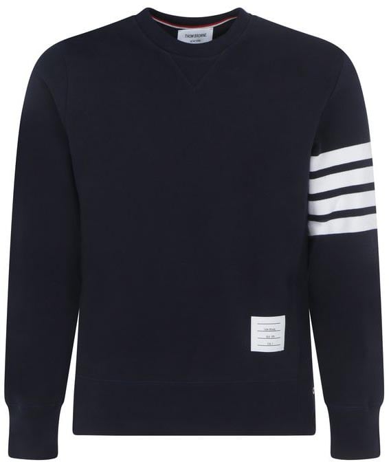 Thom Browne "4-Bar" Crew Neck Sweatshirt, In Blue Cotton