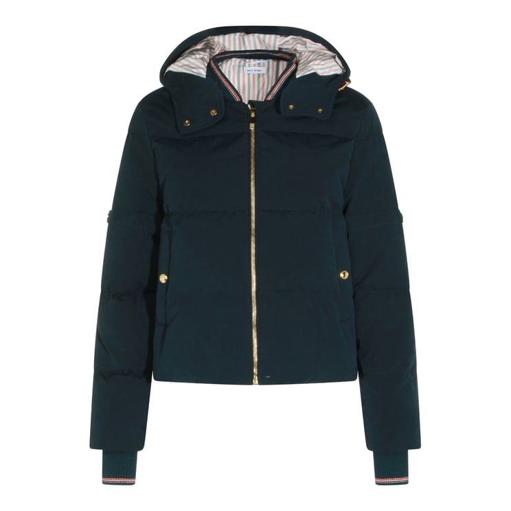 Thom Browne Down Jacket With Detachable Hood And Iconic Striped Accents