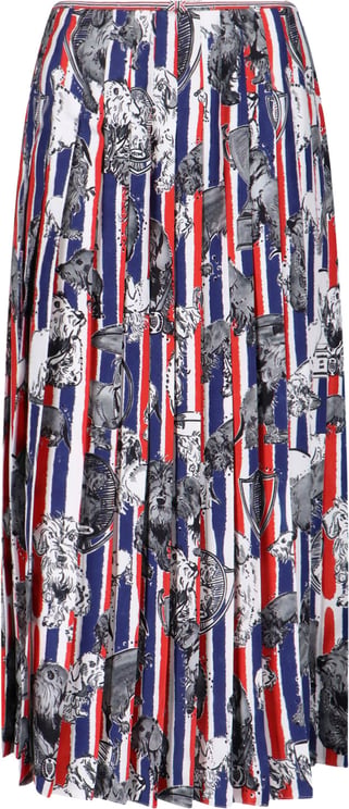 Thom Browne Multicolor Hector Dog Pleated Silk Skirt