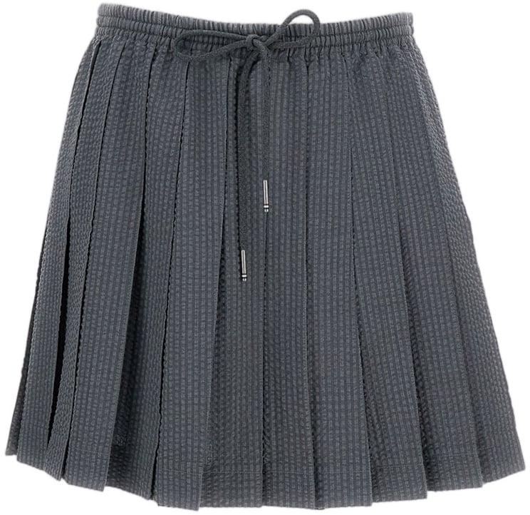 Thom Browne Pleated Mini Skirt with Seersucker Texture
