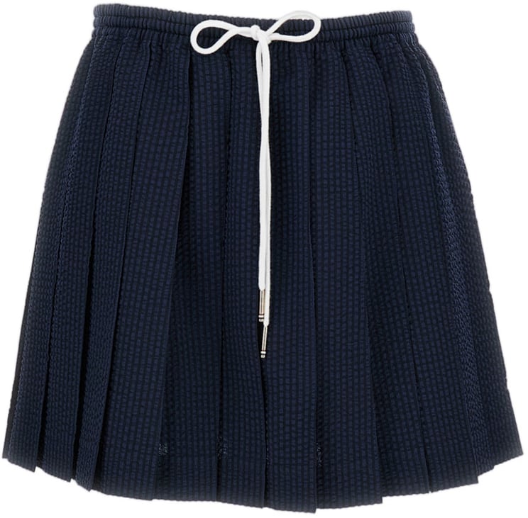 Thom Browne Textured Seersucker Mini Skirt with Adjustable Waist