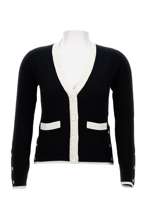 Thom Browne V-Neck Cardigan With Contrasting Trim And Button Closure