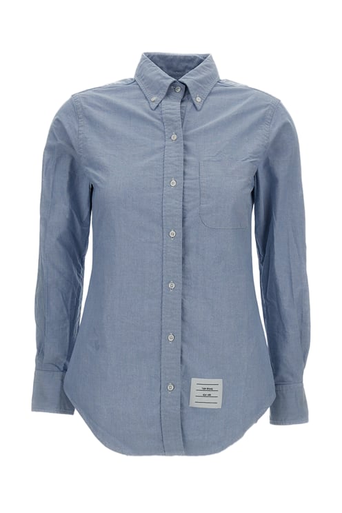 Thom Browne Oxford Fabric Long-Sleeved Shirt with Button-Down Collar