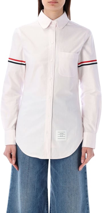 Thom Browne Classic Round Collar Shirt W/ Rwb Grosgr Lt Pink