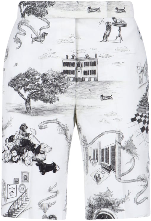 Thom Browne White Hector Toile Print Cotton Shorts