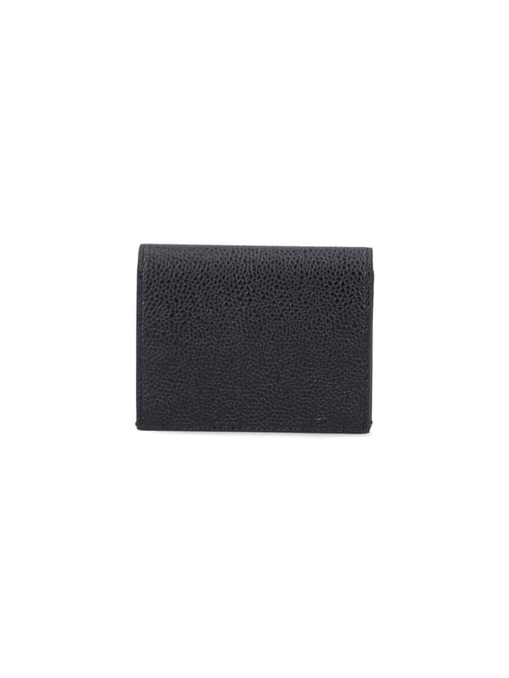Thom Browne Textured Black Leather Card Holder with Striped Interior