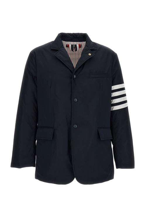 Thom Browne Down-Filled Overcoat with Signature 4-Bar Stripe Motif