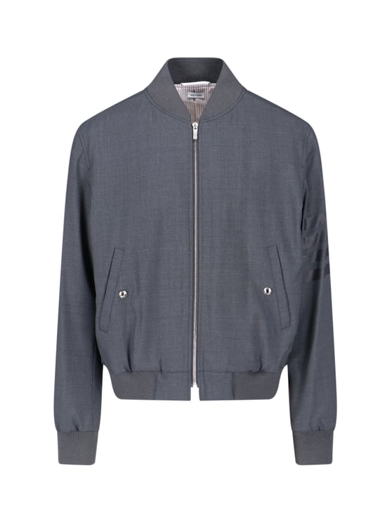 Thom Browne Wool Bomber Jacket With Iconic Stripe Details