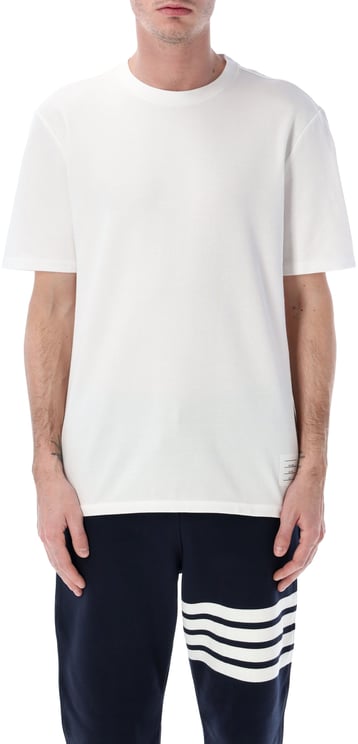 Thom Browne Relaxed Fit Ss Tee W/ Center-Back Rwb St Bianco