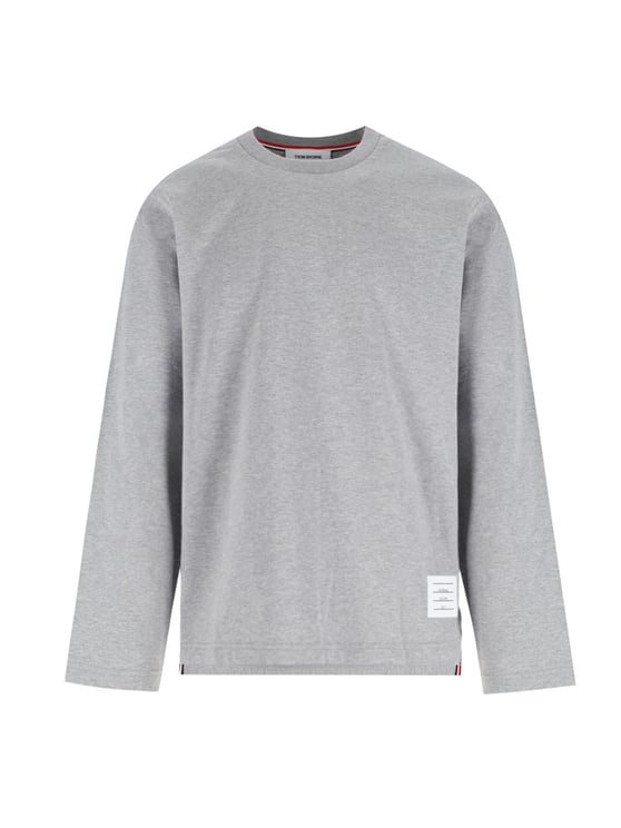 Thom Browne Grey Logo Long Sleeve T-Shirt