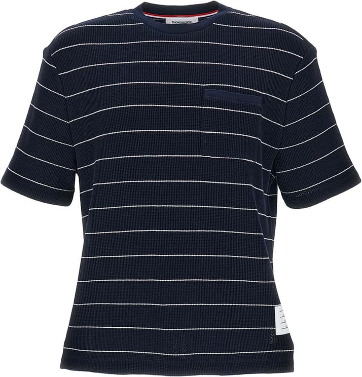 Thom Browne Structured Stripe Waffle Short Sleeve Tee