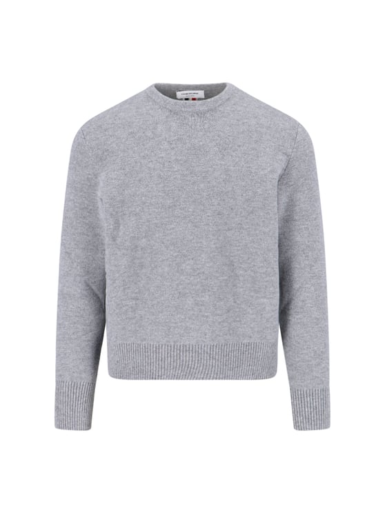 Thom Browne Tricolor Detail Crewneck Sweater – Grey