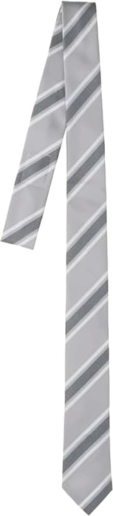 Thom Browne Striped Silk Tie – Grey