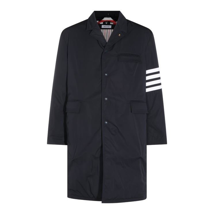 Thom Browne Navy Casual Jacket with Signature T-Bar Stripes