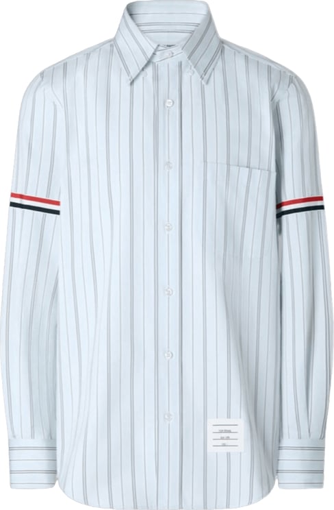 Thom Browne RWB ARMBAND WIDE STRIPE STRAIGHT FIT DYED POPLIN SHIRT