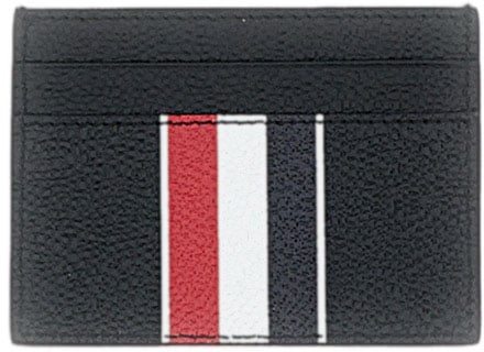 Thom Browne Black Pebble Grain Leather Double Card Holder