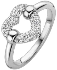 Ti Sento Ti Sento Ring 12291ZI/54 Zilver Gerhodineerd met Hart en Zirkonia Maat 54