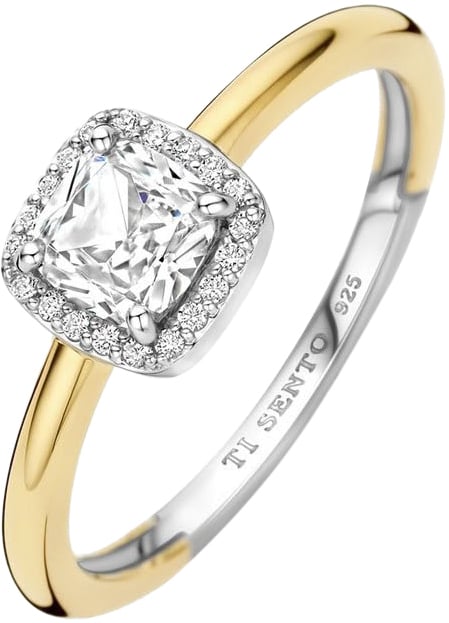 Ti Sento Ti Sento Ring 12388ZY/54 Zilver met Geelgouden Plating en Zirkonia Maat 54