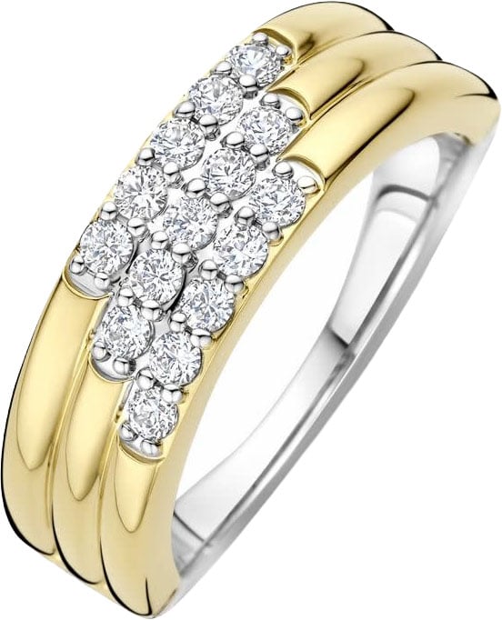 Ti Sento Ti Sento Ring 12411ZY/56 Zilver met 14k Geelgouden Plating 3 Lagen met Zirkonia Maat 56